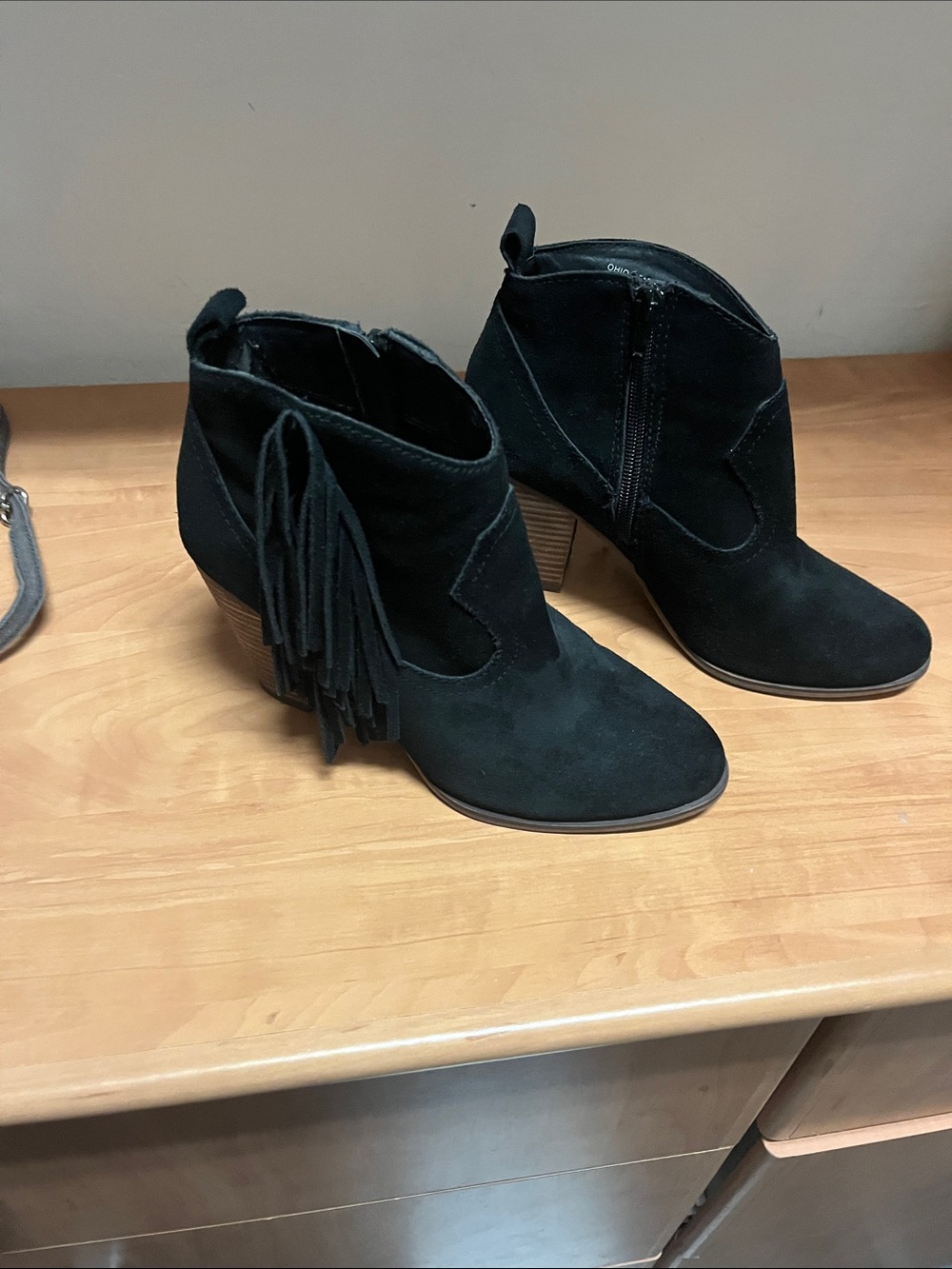 Steve Madden Black Suede Fringe Ankle Boots